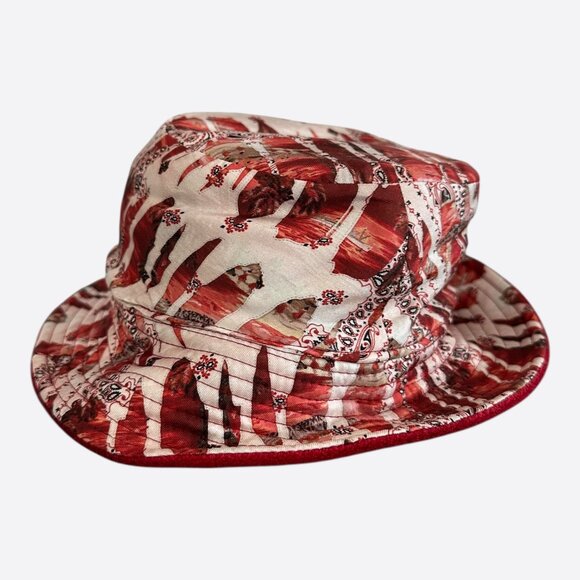 Amiri Red Bandana MA Logo Reversible Bucket Hat - Picture 4 of 5
